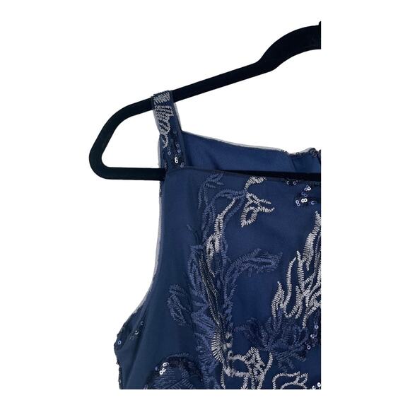 JS Collections dress Clara apron ankle length gown blue size 6 - Picture 3 of 8